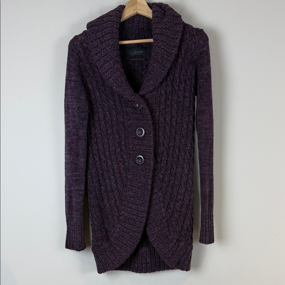 Line Cozy Purple Knit Sweater Cardigan Size Medium